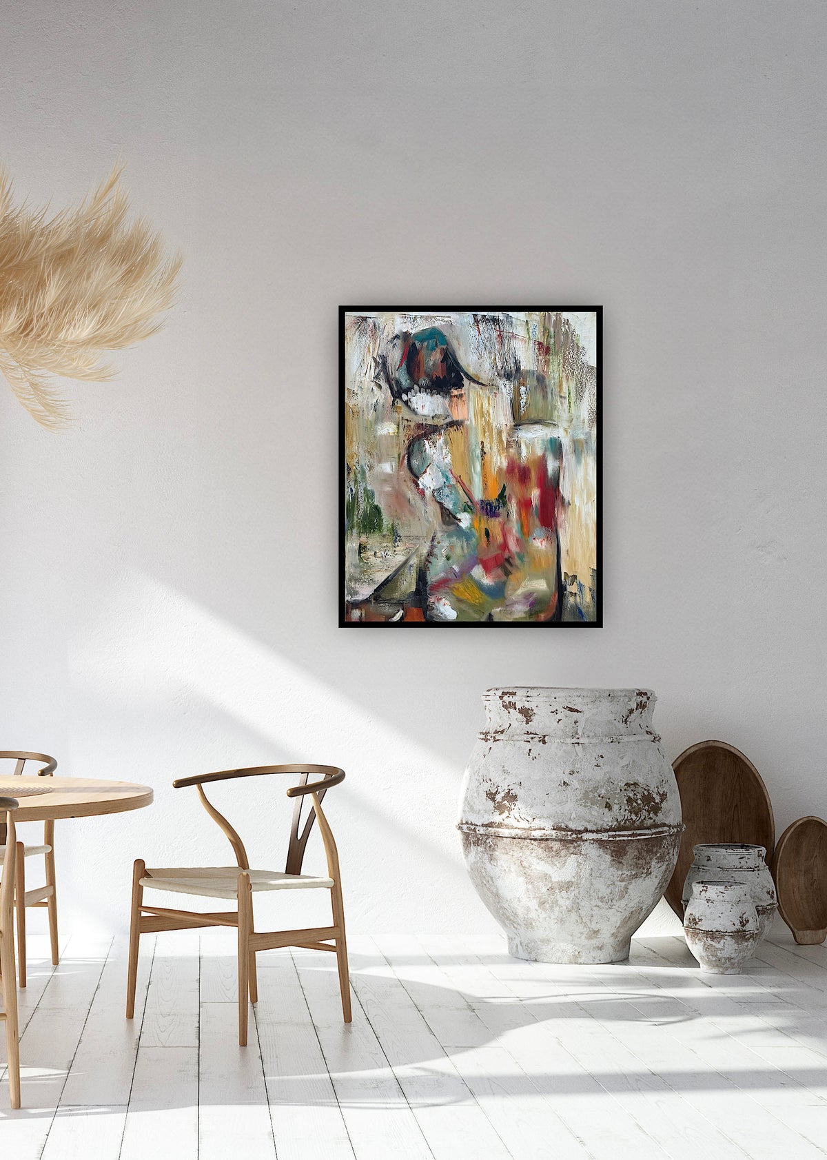 Contemporary Abstract Original Oil Painting On 90 x 76cm canvas Embered Nude