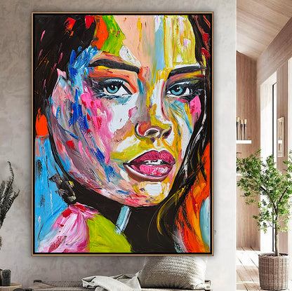 Contemporary Abstract Original Oil Painting On 100 x 80cm Canvas Chromatic Gaze woman portrait