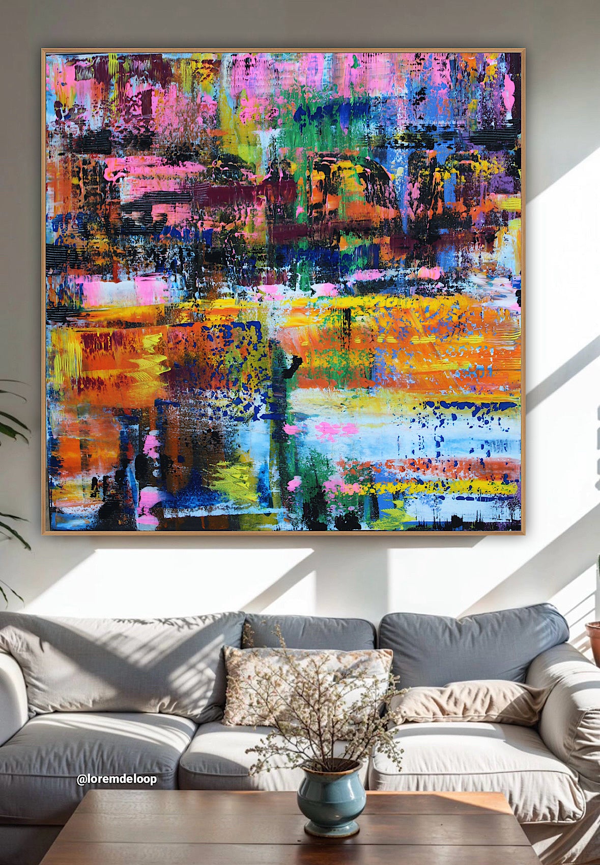 Oka Contemporary Abstract Original Oil Painting On Canvas 80x80cm  “Luminous Echoes”