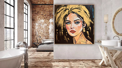 Richter Style Abstract Original Oil Painting On 100 x 100cm canvas Alchemy of Beauty  woman portrait