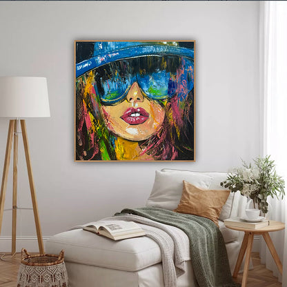 Framed Modern Original Abstract Oil Painting Canvas on 60x60cm Shades of Desire Woman’s portrait
