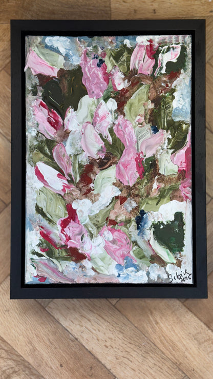 Framed in boack oak frame Textured Original Abstract Oil Painting On Canvas 30 x 40cm Meadow 2