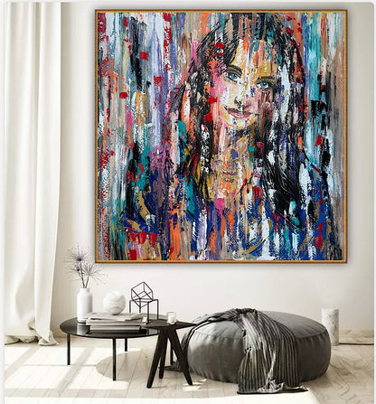 Oka Original Abstract Oil Painting On deep edge Canvas 120 x 120cm ‘Sapphire Eyes’