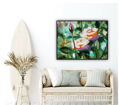 Renoir Summer white Roses Original abstract Oil Painting On Canvas 60x46cm