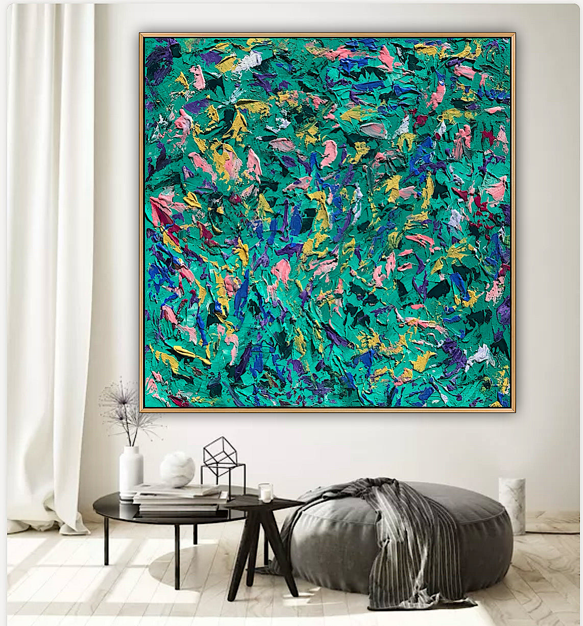 Oka Style Abstract contemporary Oil Painting On Canvas 100 x 100cm Secret Garden