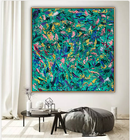 Oka Style Abstract contemporary Oil Painting On Canvas 100 x 100cm Secret Garden