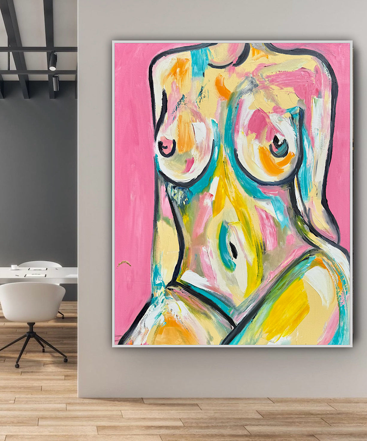 Large Abstract Original Oil Painting On 100x80cm canvas Colourful Nude