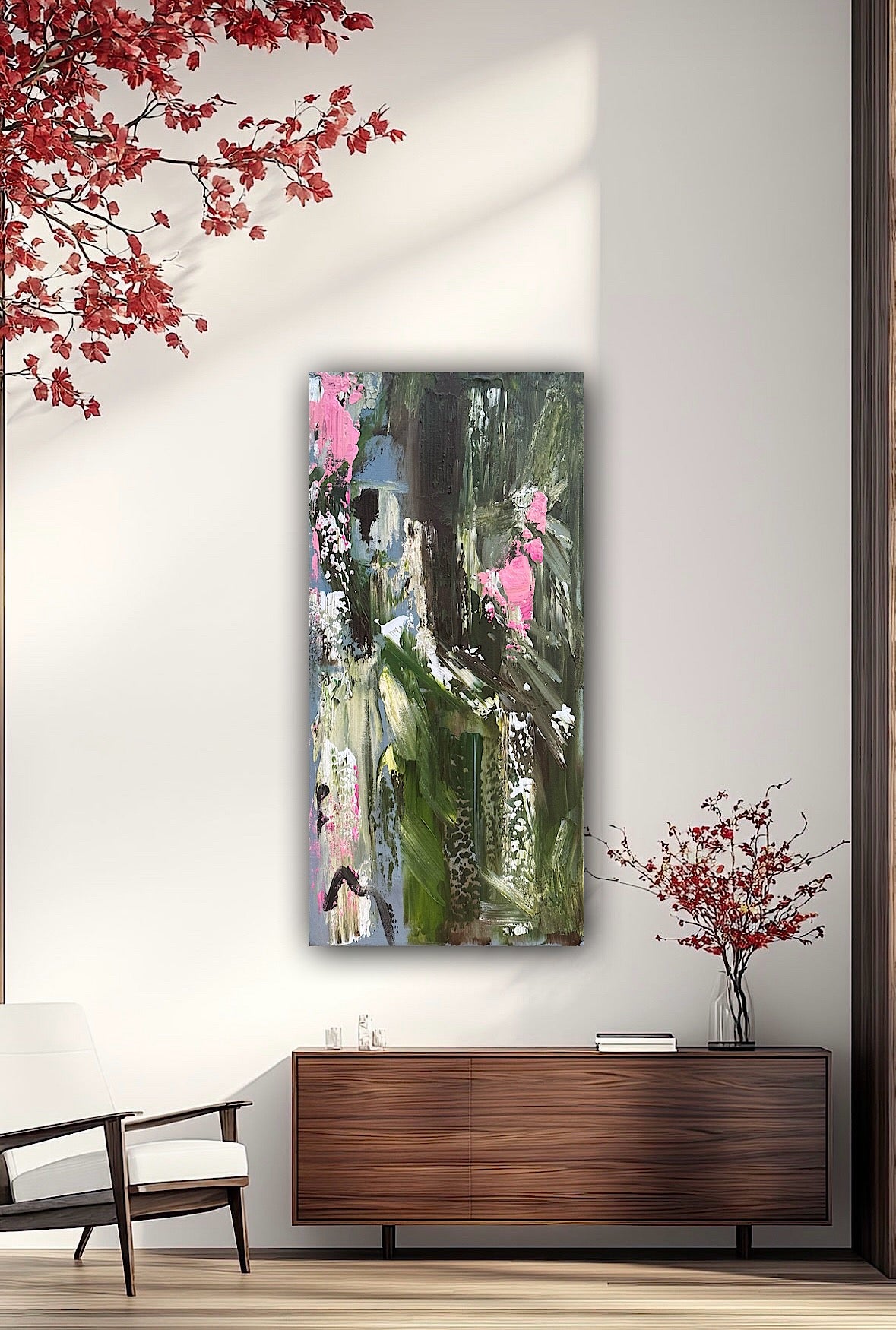 Oka Contemporary Abstract Original Oil Painting 30cm x 60cm textured Lavender Bay