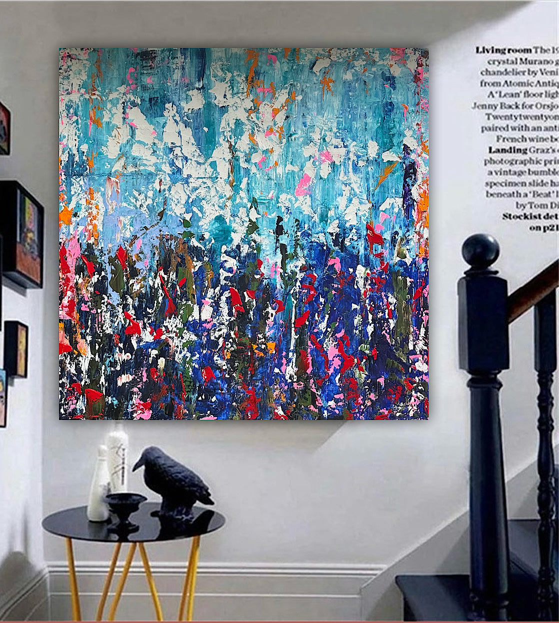 Large Abstract Original Oil Painting On 100 x100cm canvas textured Oka Wild reflections