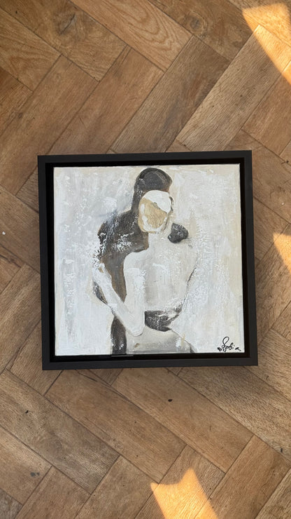 Framed Original Abstract contemporary Oil Painting On Canvas 35x35cm  love dance oka
