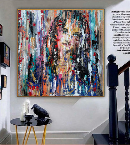Oka Original Abstract Oil Painting On deep edge Canvas 120 x 120cm ‘Sapphire Eyes’