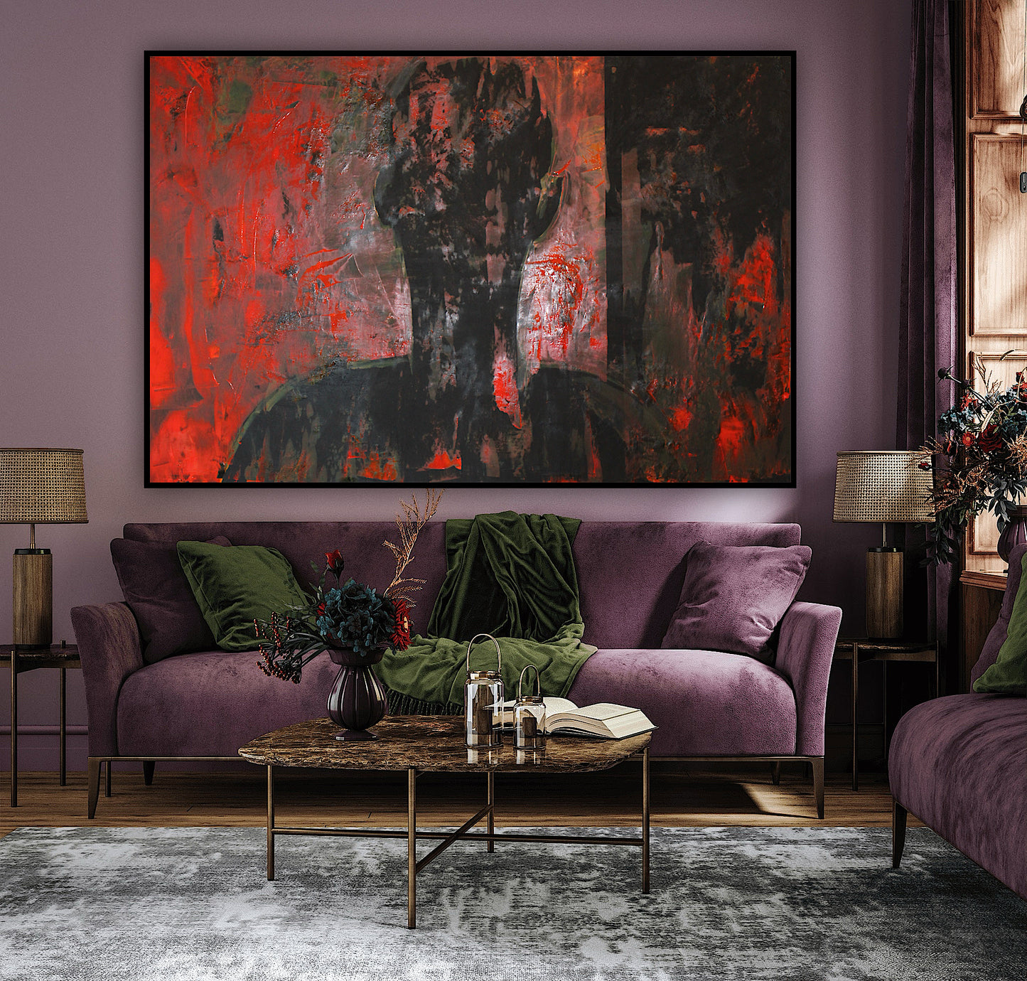 Original Abstract Oil Painting On Canvas 150cm x 100cm Man in The Shadows oka