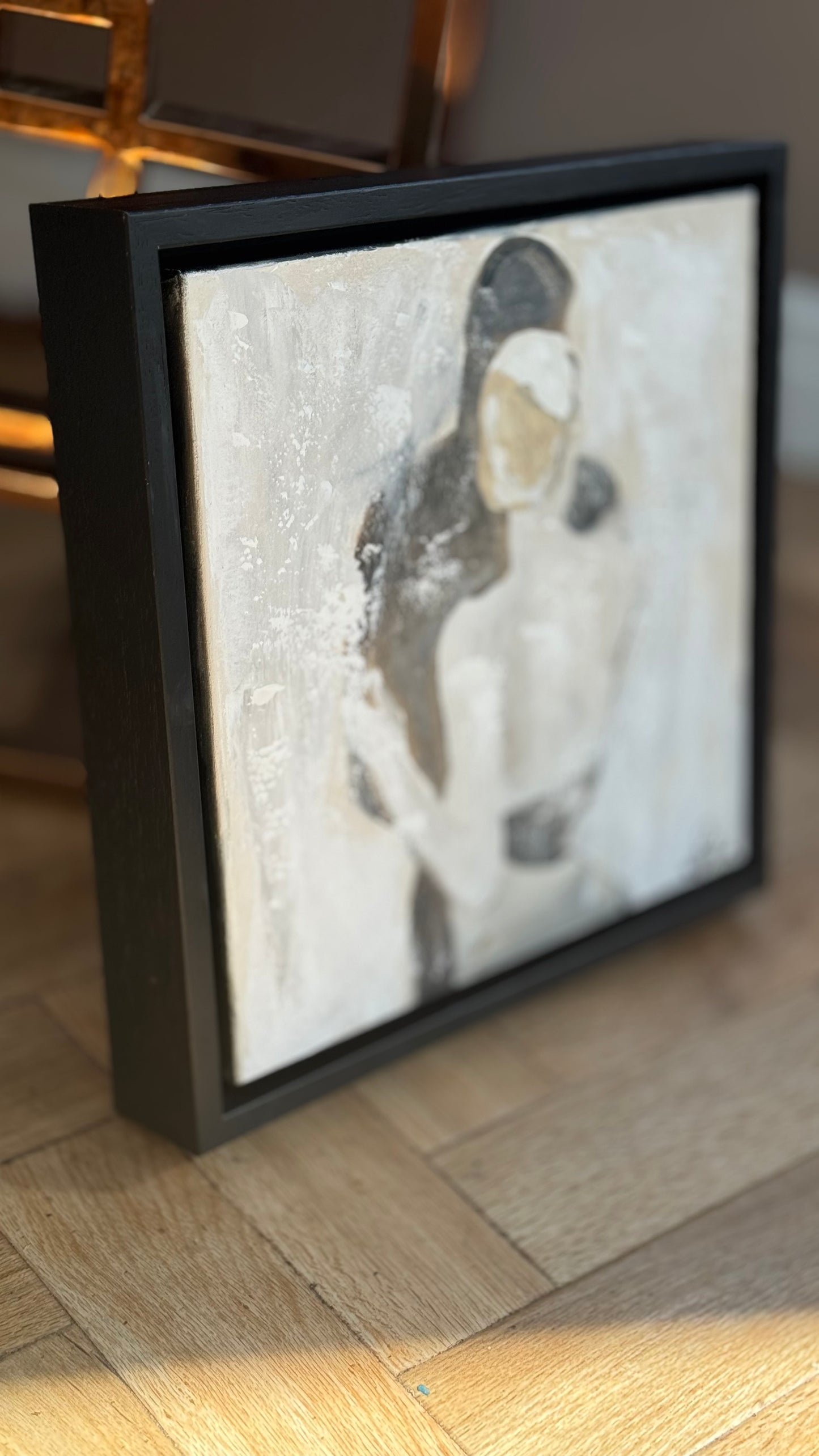 Framed Original Abstract contemporary Oil Painting On Canvas 35x35cm  love dance oka