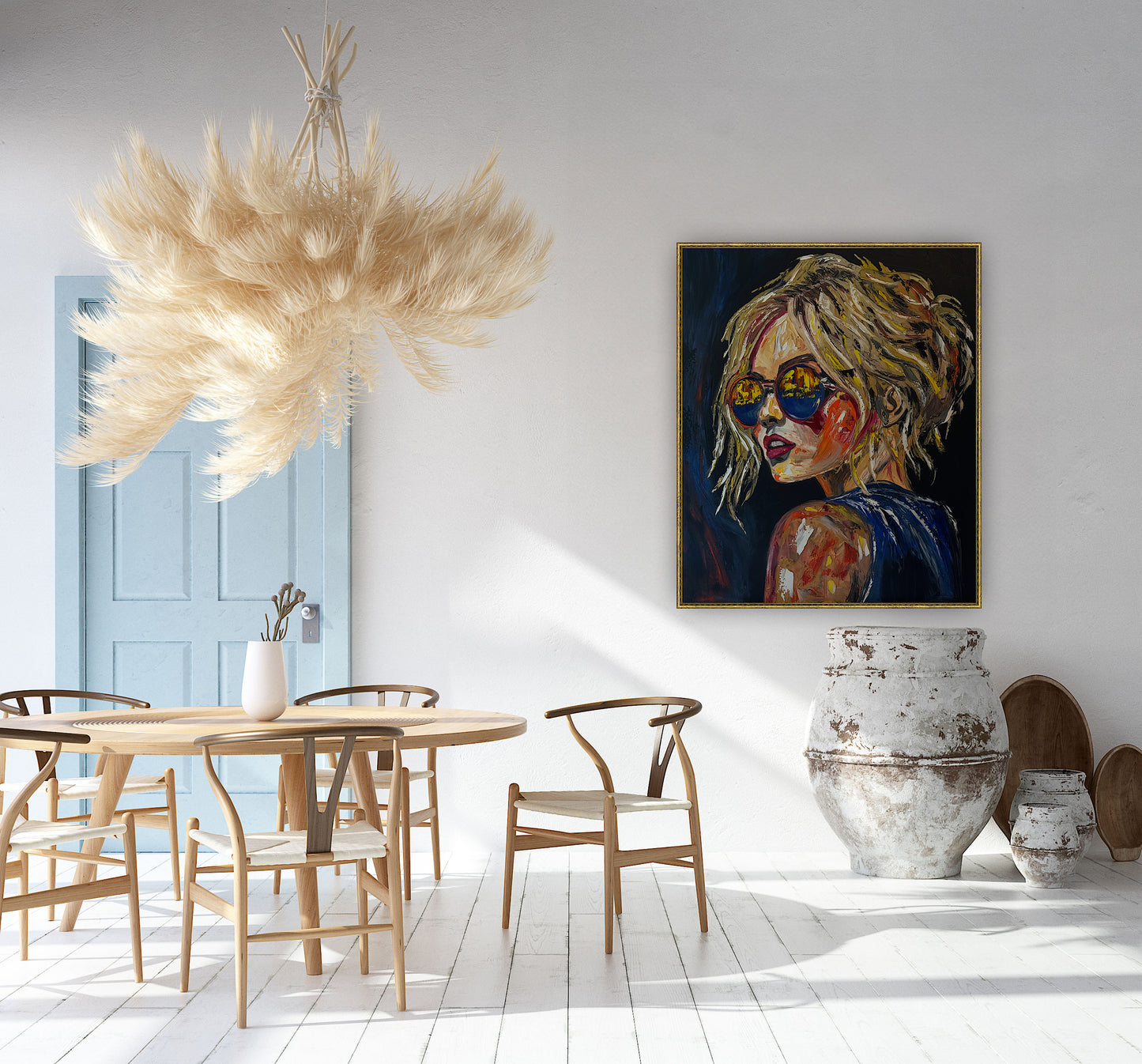 Contemporary Abstract Original Oil Painting of a woman On 90 x 76cm Canvas ‘Blondie II’ woman portrait