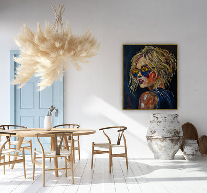 Contemporary Abstract Original Oil Painting of a woman On 90 x 76cm Canvas ‘Blondie II’ woman portrait