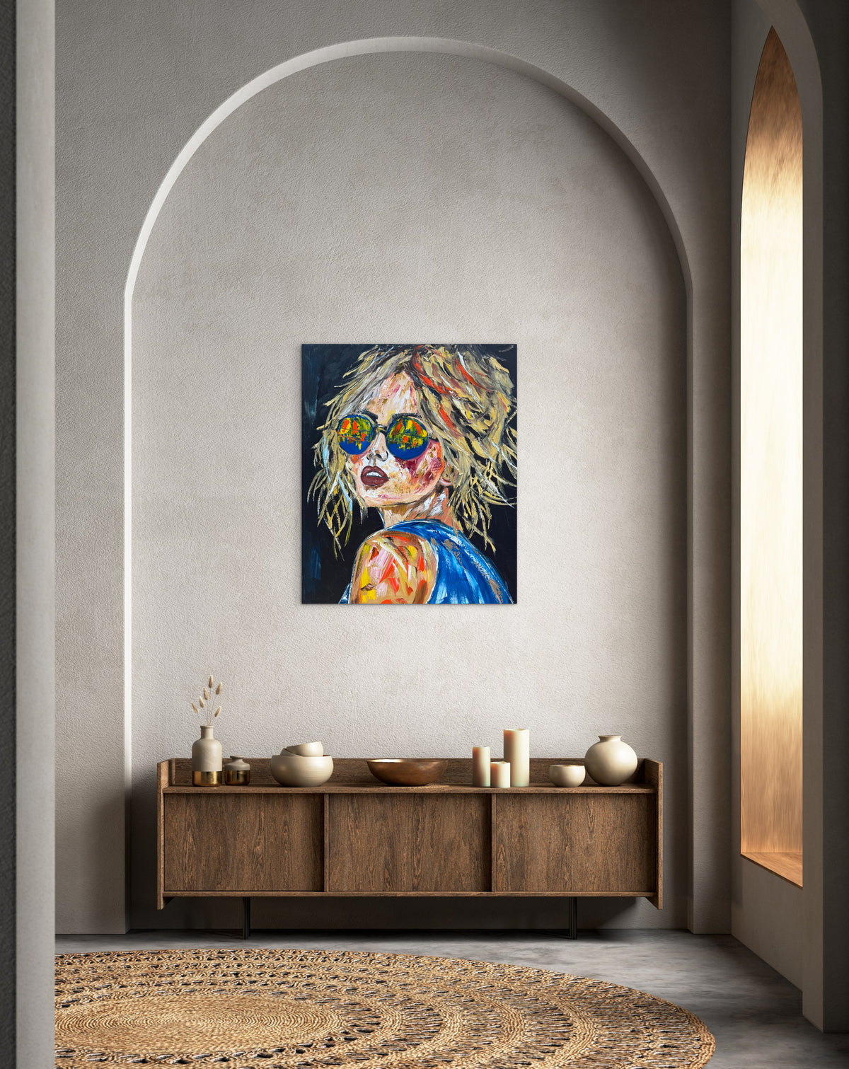 Contemporary Abstract Original Oil Painting of a woman On 90 x 76cm Canvas Amelia woman portrait