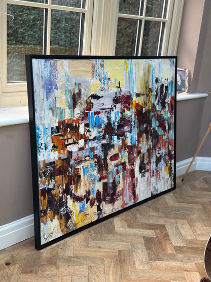 Framed Richter Original modern Abstract Oil Painting in 120x90cmCanvas Cityscape Love