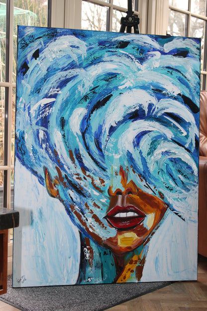 Large Abstract Original Oil Painting On 120x91cm canvas textured Wave Wilderness