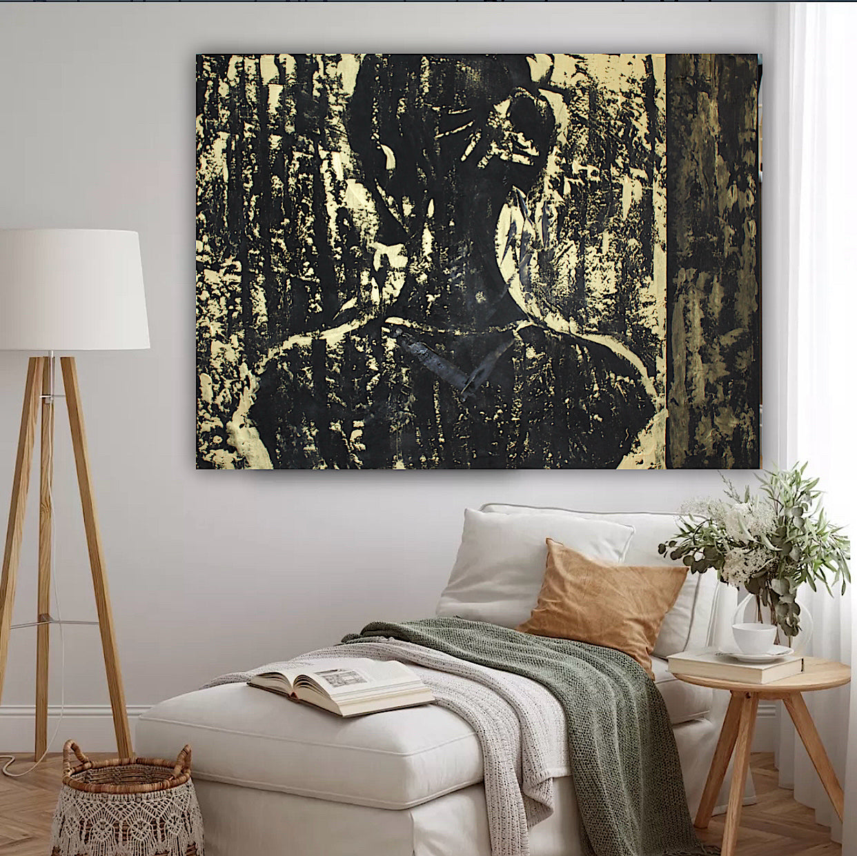 Original Abstract Oil Painting On Canvas 122 x 92cm Woman in The Shadows oka