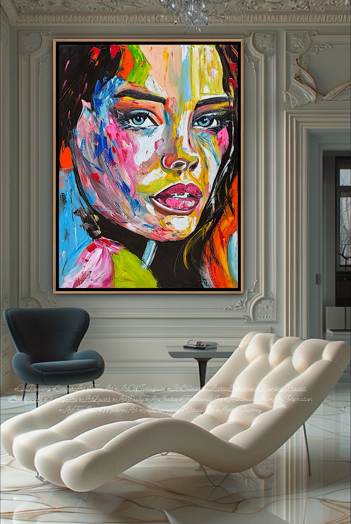 Contemporary Abstract Original Oil Painting On 100 x 80cm Canvas Chromatic Gaze woman portrait