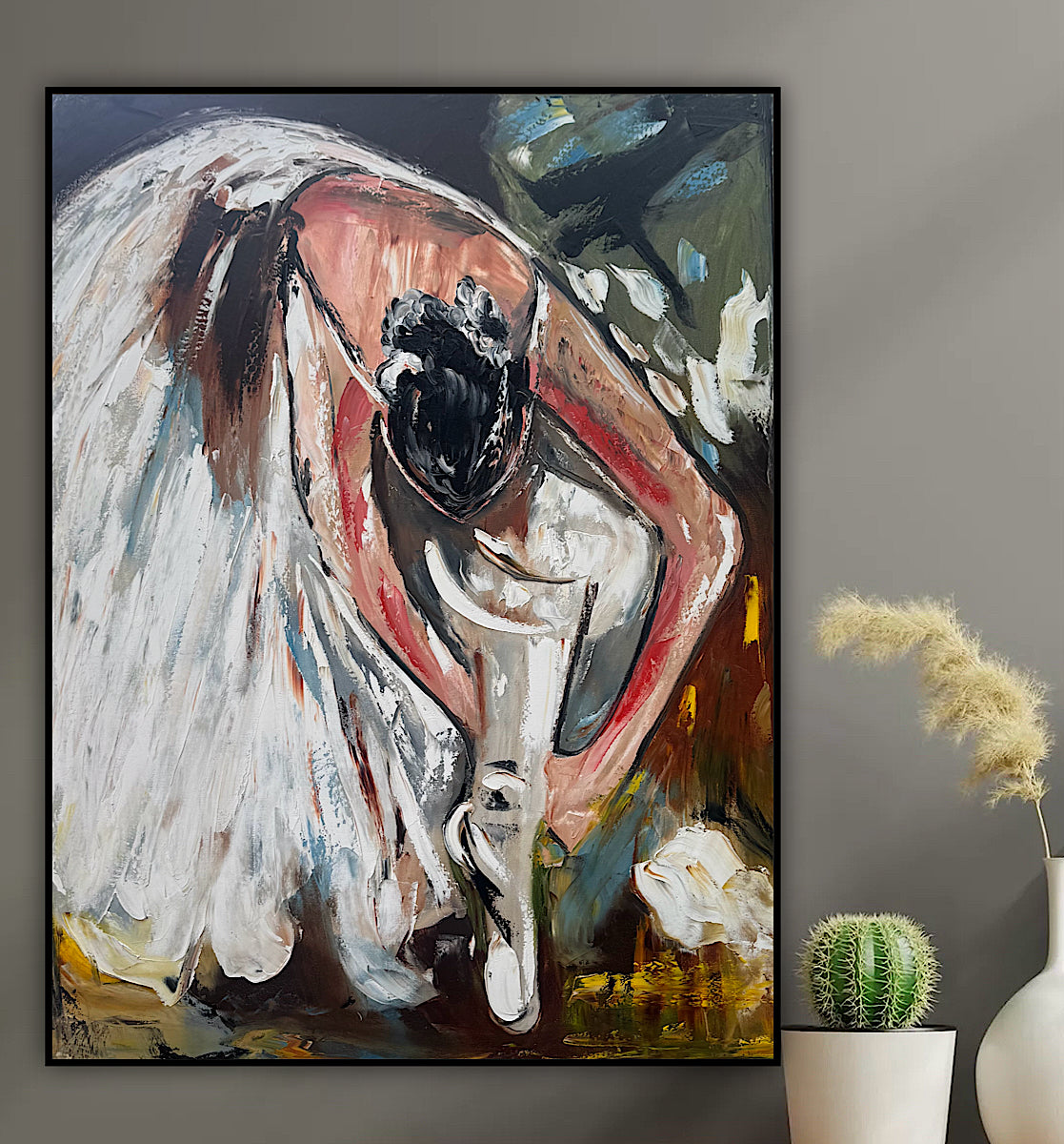 Ballet dancer Original modern Abstract Oil Painting On Canvas 100 x 77cm Oka