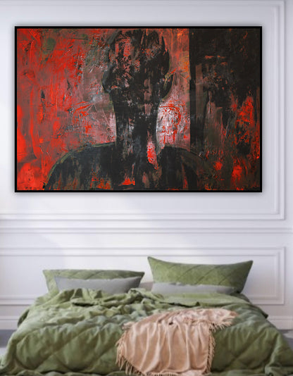 Original Abstract Oil Painting On Canvas 150cm x 100cm Man in The Shadows oka