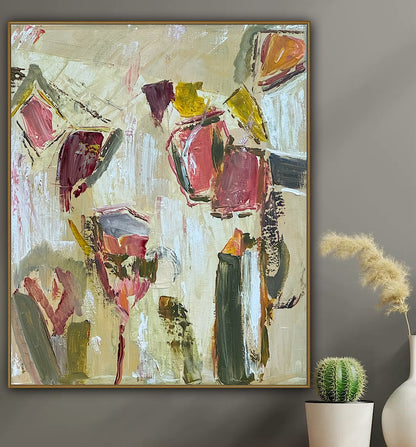 Oka Style Abstract contemporary Oil Painting On Canvas 50 x 60cm Orcia flower