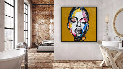 Oka Contemporary Abstract Original Oil Painting 60 x 60cm textured Strong Woman (portrait)