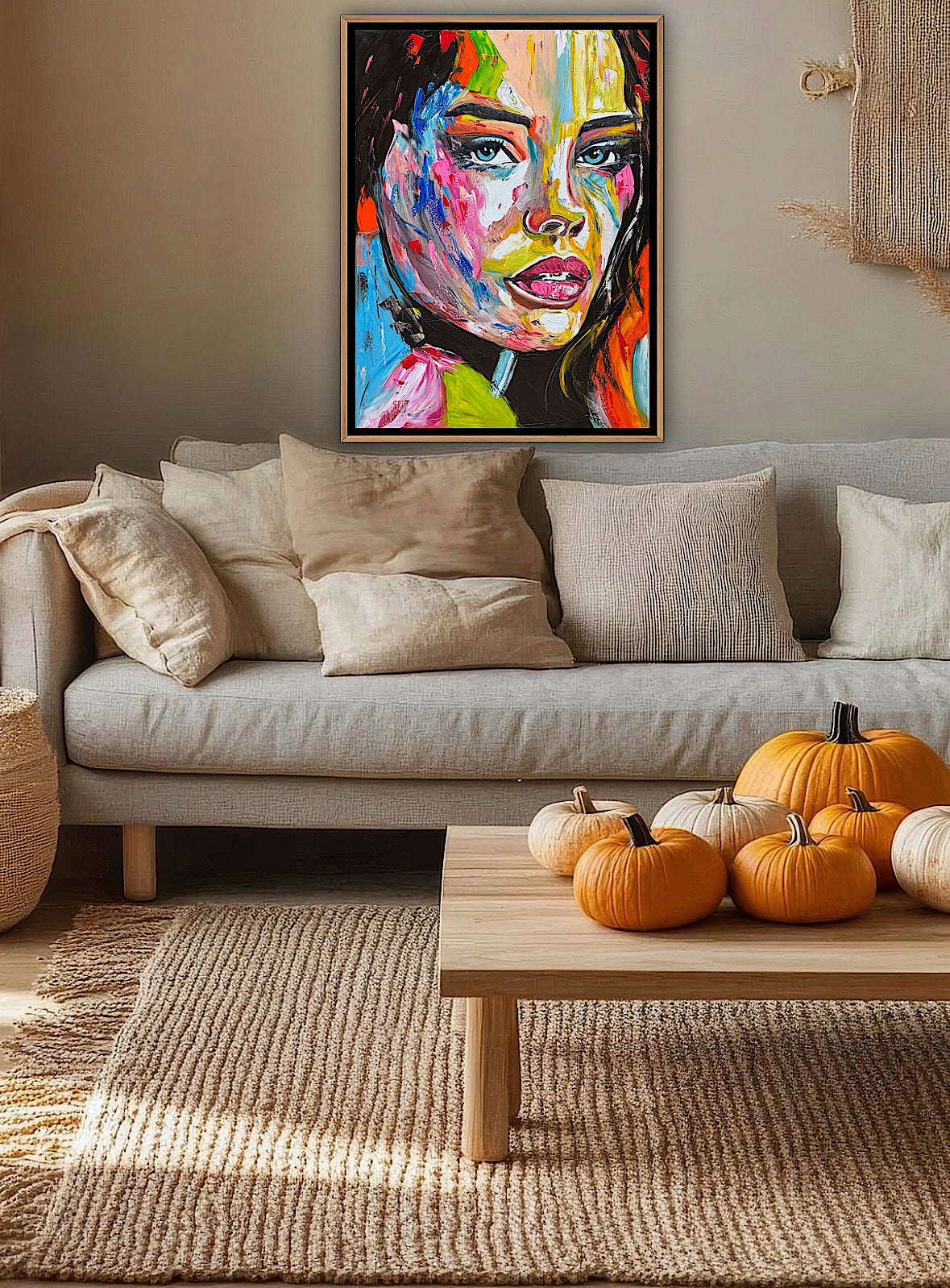 Contemporary Abstract Original Oil Painting On 100 x 80cm Canvas Chromatic Gaze woman portrait