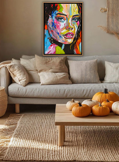 Contemporary Abstract Original Oil Painting On 100 x 80cm Canvas Chromatic Gaze woman portrait