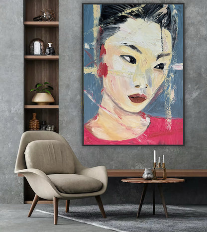 Woman’s portrait Original Abstract Oil Painting On Canvas 85 x 60cm Innocent Soul