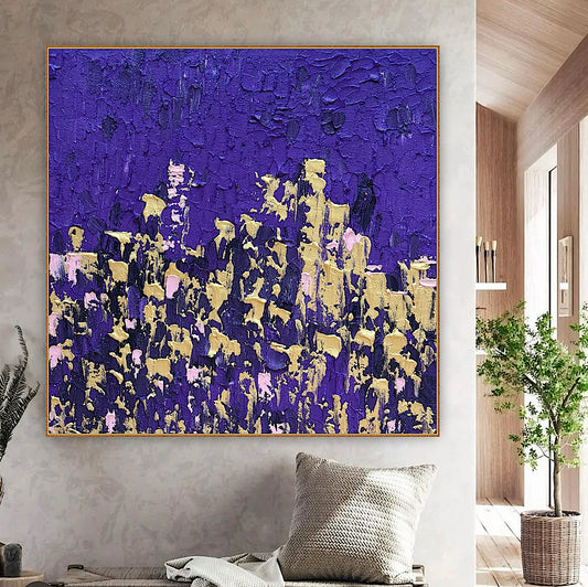 Oka Contemporary Abstract Original Oil Painting on  80x80cm canvas ‘London after Dark’ textured