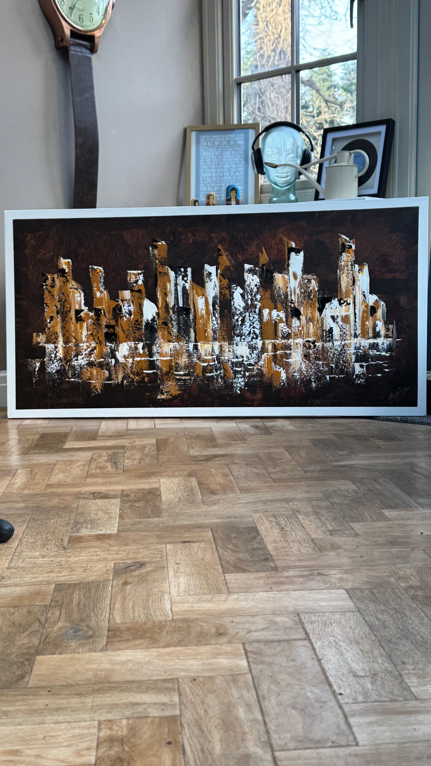 Richter Original Abstract Oil Painting On Canvas 60x120cm Cityscape escape New York
