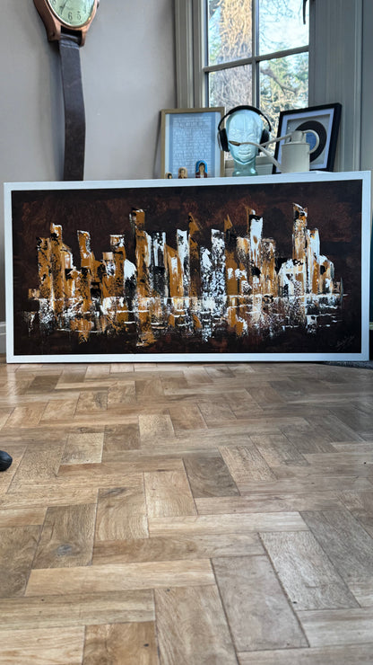 Richter Original Abstract Oil Painting On Canvas 60x120cm Cityscape escape New York