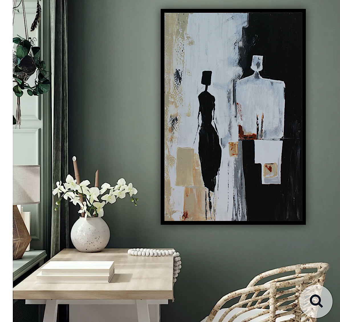 Framed Original Abstract contemporary Oil Painting On Canvas 90x60cm  love to talk oka