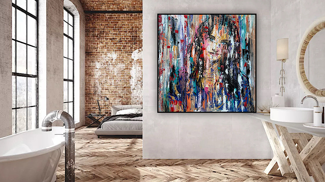 Oka Original Abstract Oil Painting On deep edge Canvas 120 x 120cm ‘Sapphire Eyes’