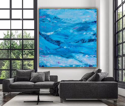 Richter StyLe Original abstract  Large Oil Painting On Canvas 90x90cm Ocean time textured
