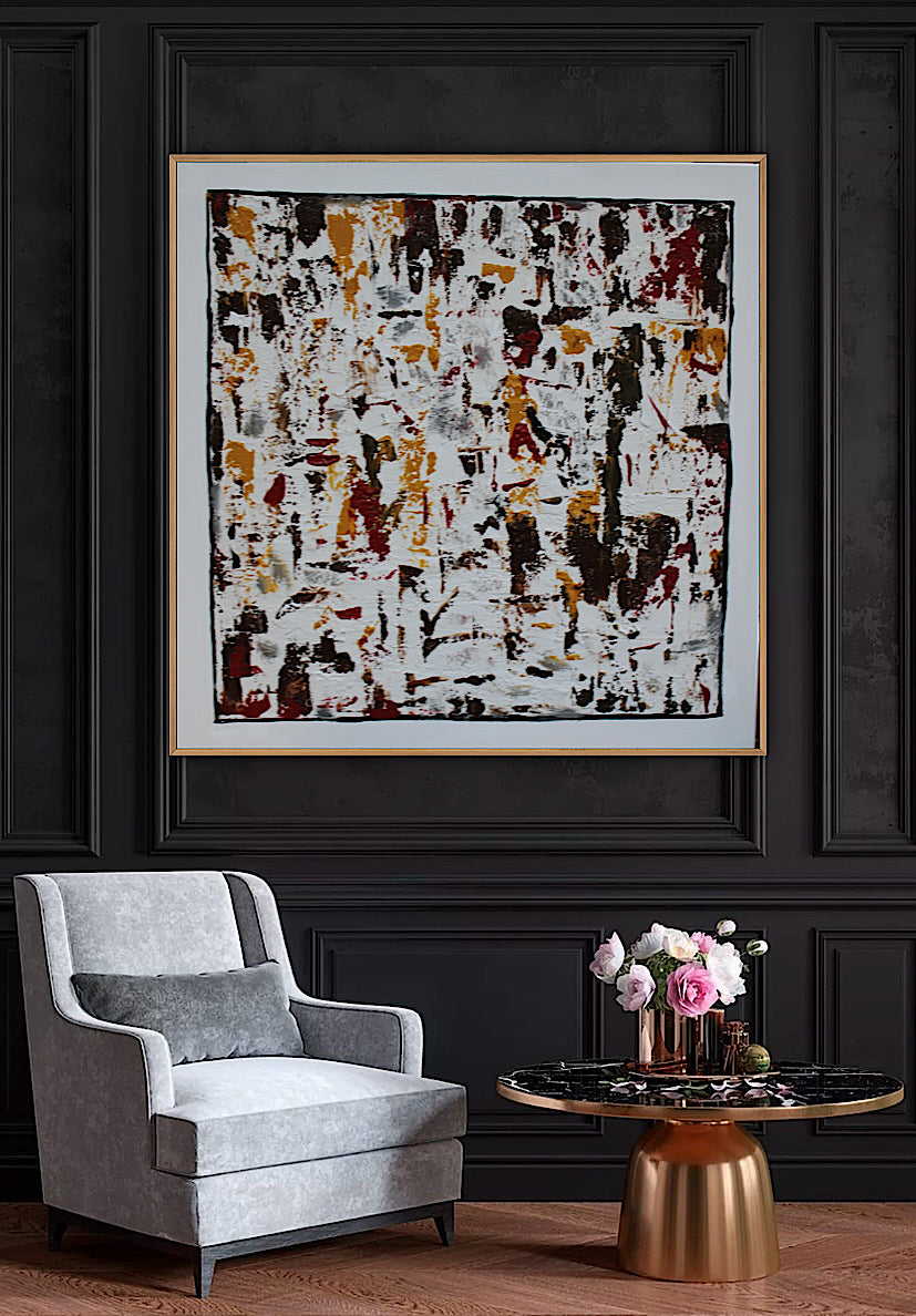 Oka style textured Original modern Abstract Oil Painting On Canvas 80 x 80cm ‘Unfinished Story’