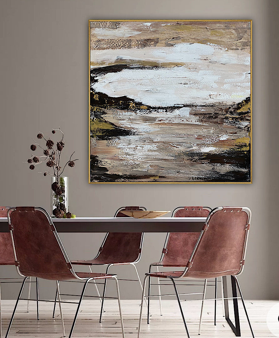 Oka style textured Original modern Abstract Oil Painting On Canvas 80 x 80cm ‘Between Shadow And Sky’