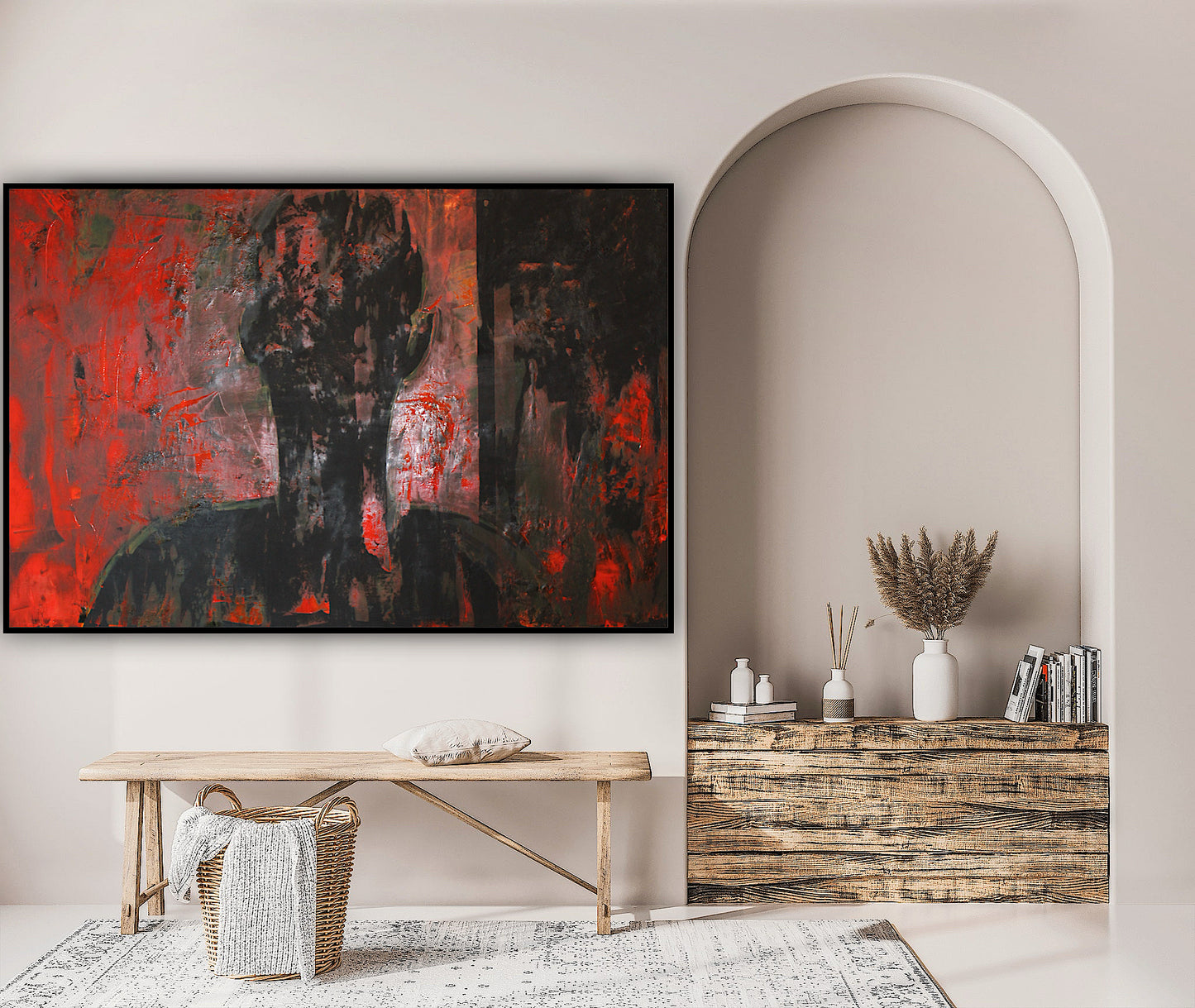 Original Abstract Oil Painting On Canvas 150cm x 100cm Man in The Shadows oka
