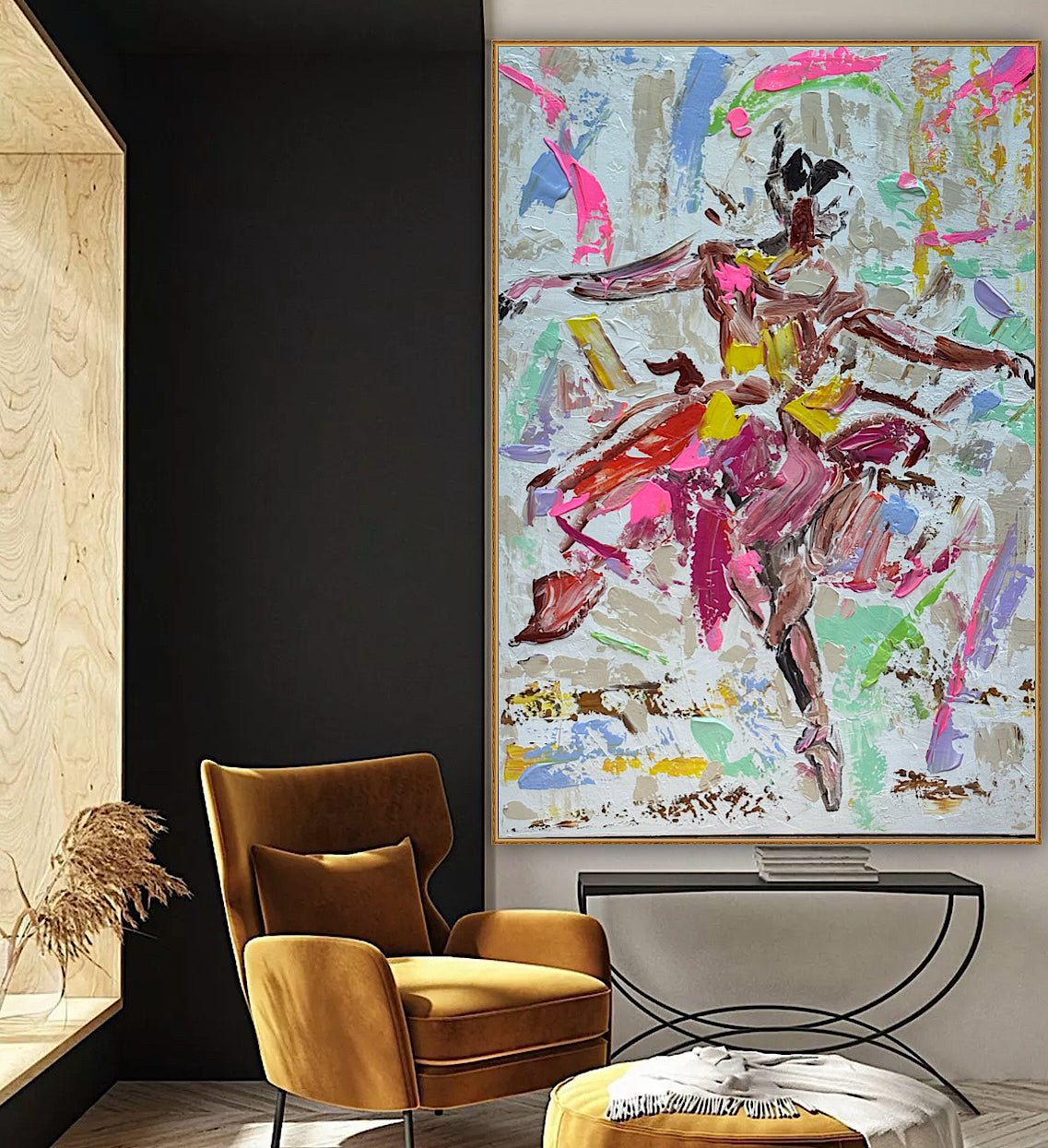 Ballet dancer Original modern Abstract Oil Painting On Canvas 85 x 60cm Oka