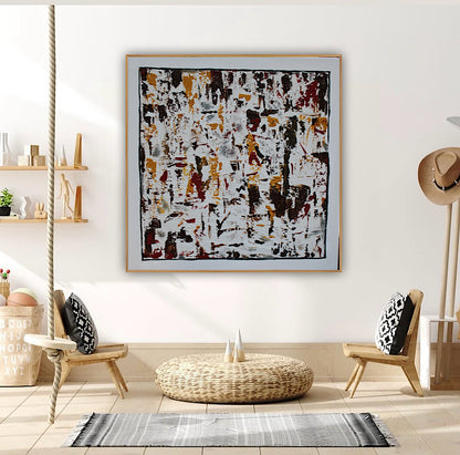 Oka style textured Original modern Abstract Oil Painting On Canvas 80 x 80cm ‘Unfinished Story’
