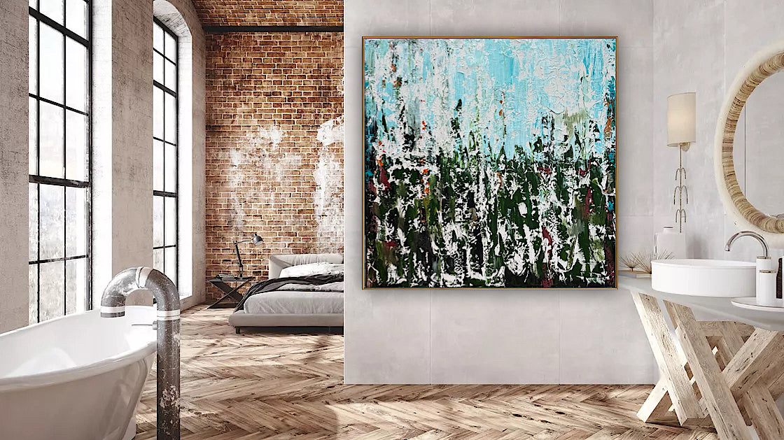 Oka Textured Abstract Original Oil Painting On Canvas 90x90cm Atelier Émeraude