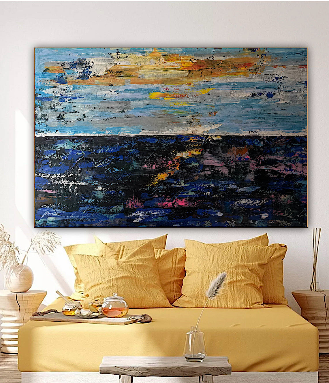 Original Abstract Oil Painting On Canvas 150cm x 100cm Depth of Silence Oka seascape