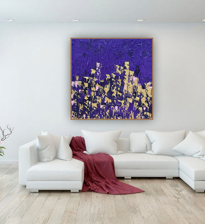 Oka Contemporary Abstract Original Oil Painting on  80x80cm canvas ‘London after Dark’ textured