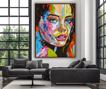 Contemporary Abstract Original Oil Painting On 100 x 80cm Canvas Chromatic Gaze woman portrait