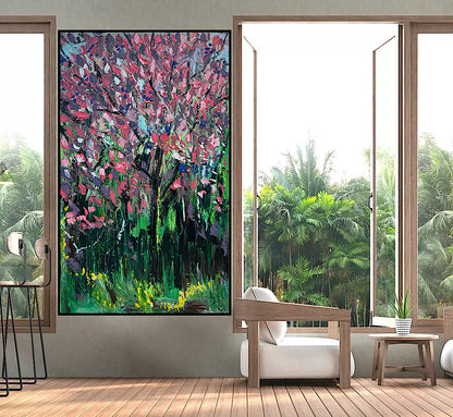 Original Abstract Oil Painting On Canvas 153 x 92cm Magnolia tree Oka