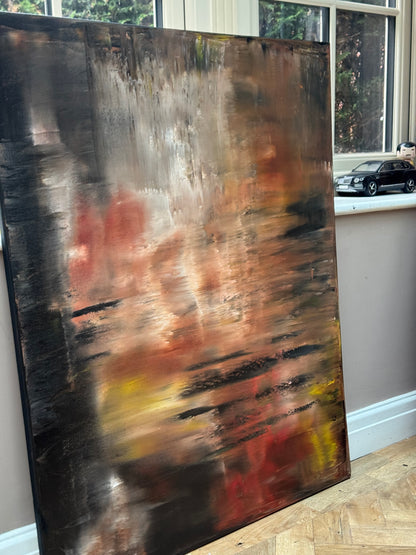 Framed in black Contemporary Abstract Original Oil Painting On  100 x 80cm canvas Molten Light
