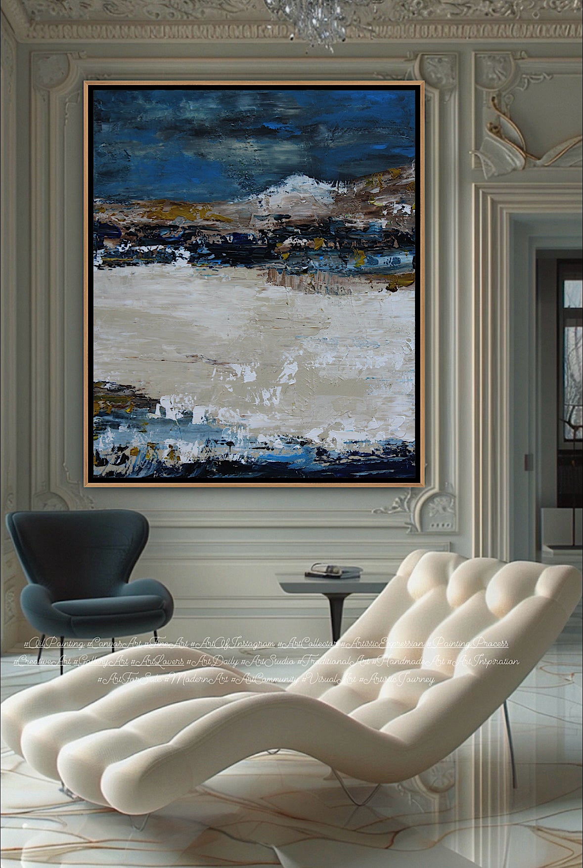 Original Abstract contemporary Oil Painting On Canvas 90x76cm Amalfi Coast Oka