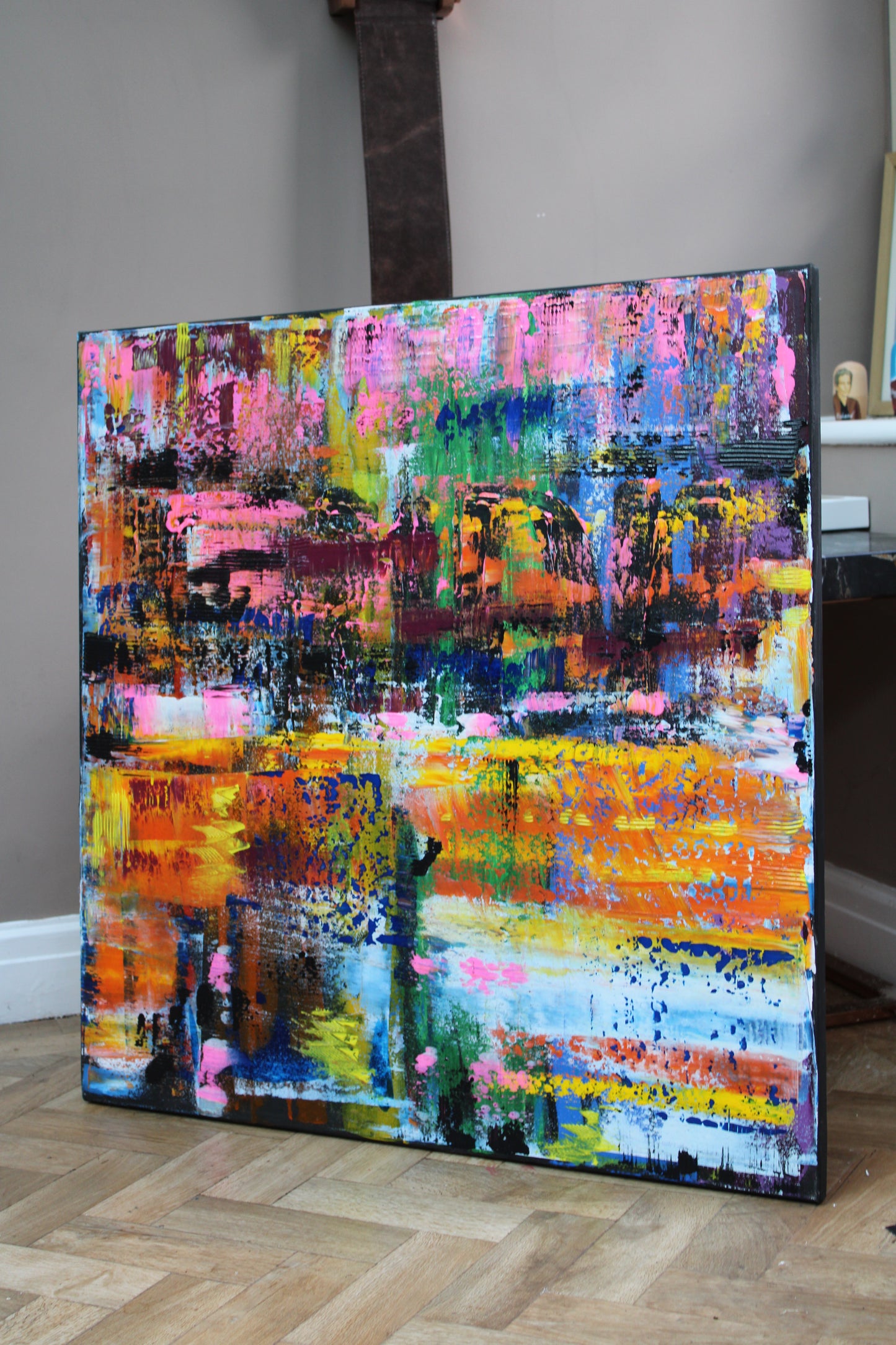Oka Contemporary Abstract Original Oil Painting On Canvas 80x80cm  “Luminous Echoes”